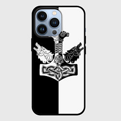 Чехол для iPhone 13 Pro Волки и молот Тора, цвет: 3D-черный