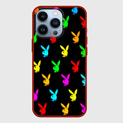 Чехол iPhone 13 Pro Playboy pattern неон