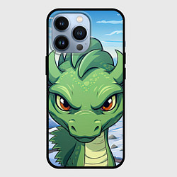 Чехол для iPhone 13 Pro Забавный маленький зеленый дракон, цвет: 3D-черный