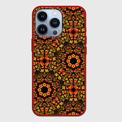 Чехол iPhone 13 Pro Хохломская роспись круги из цветов и ягод