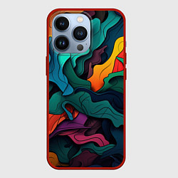 Чехол iPhone 13 Pro Яркие кислотные разноцветные пятна в виде камуфляж
