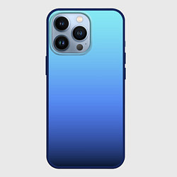 Чехол для iPhone 13 Pro Голубой и черно-синий градиент, цвет: 3D-тёмно-синий
