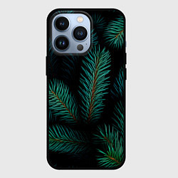 Чехол для iPhone 13 Pro Хвоя - паттерн, цвет: 3D-черный