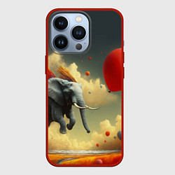 Чехол для iPhone 13 Pro Сюрреалистичный слон летит за шариком, цвет: 3D-красный