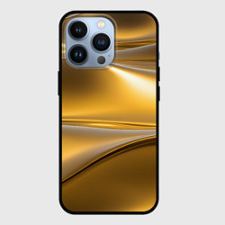 Чехол для iPhone 13 Pro Золотые волны металла, цвет: 3D-черный