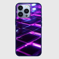 Чехол для iPhone 13 Pro Фиолетовая неоновая плитка, цвет: 3D-тёмно-синий
