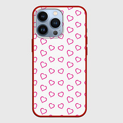 Чехол для iPhone 13 Pro Паттерн сердце, цвет: 3D-красный