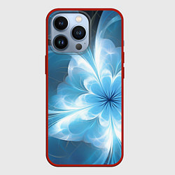 Чехол для iPhone 13 Pro Голубой фрактальный цветок, цвет: 3D-красный