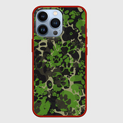 Чехол для iPhone 13 Pro Котячий камуфляж, цвет: 3D-красный