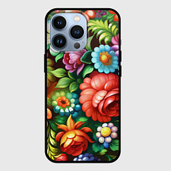 Чехол для iPhone 13 Pro Жостово роспись цветы традиционный узор, цвет: 3D-черный