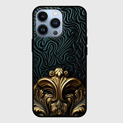 Чехол для iPhone 13 Pro Объемная лепнина на темном фоне, цвет: 3D-черный