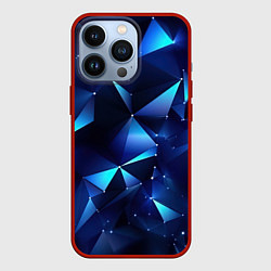 Чехол для iPhone 13 Pro Синие осколки из мелких абстрактных частиц, цвет: 3D-красный