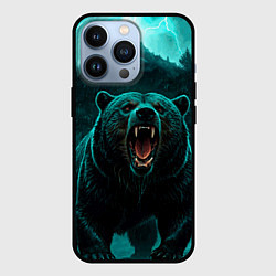 Чехол для iPhone 13 Pro Царь тайги - медведь молнии, цвет: 3D-черный
