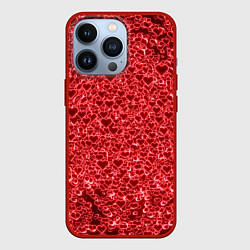 Чехол для iPhone 13 Pro Светящиеся объемные сердечки, цвет: 3D-красный