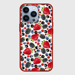 Чехол для iPhone 13 Pro Различные ягоды, цвет: 3D-красный