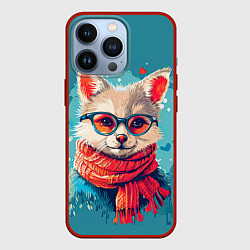 Чехол для iPhone 13 Pro Влюбленный лис в очках, цвет: 3D-красный