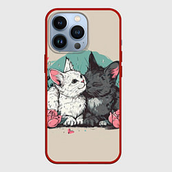Чехол для iPhone 13 Pro 14 февраля влюбленные котики, цвет: 3D-красный
