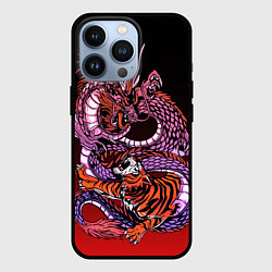 Чехол для iPhone 13 Pro Дракон и тигр в год дракона, цвет: 3D-черный