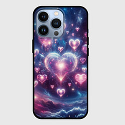 Чехол для iPhone 13 Pro Космические сердца - звезды, цвет: 3D-черный