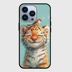 Чехол iPhone 13 Pro Тигренок и воробей