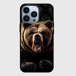 Чехол для iPhone 13 Pro Агрессивный медведь России патриот, цвет: 3D-черный