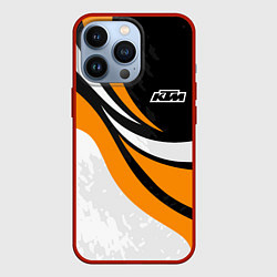 Чехол для iPhone 13 Pro КТМ - оранжевые вставки, цвет: 3D-красный