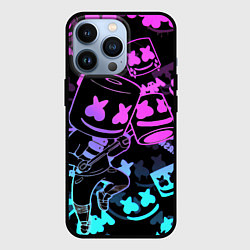 Чехол для iPhone 13 Pro Marshmello neon pattern, цвет: 3D-черный