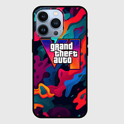 Чехол для iPhone 13 Pro Gta лого камуфляж кислотные кляксы, цвет: 3D-черный