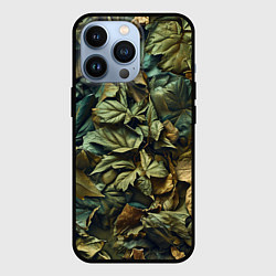 Чехол для iPhone 13 Pro Реалистичный камуфляж из листьев, цвет: 3D-черный