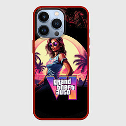 Чехол для iPhone 13 Pro GTA 6 logo девушка, цвет: 3D-красный