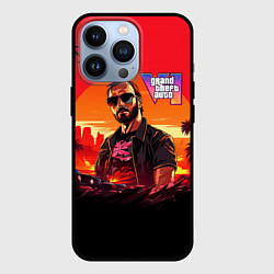 Чехол для iPhone 13 Pro GTA 6 logo персонаж, цвет: 3D-черный