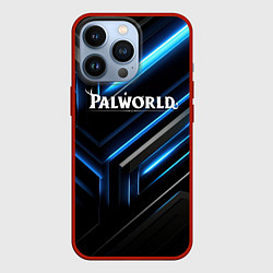 Чехол iPhone 13 Pro Palworld logo black blue neon abstract