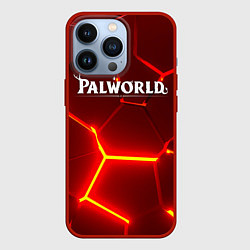 Чехол iPhone 13 Pro Palworld логотип разлом красных плит