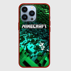 Чехол для iPhone 13 Pro Minecraft logo в стиле киберпанк, цвет: 3D-красный