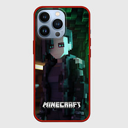Чехол для iPhone 13 Pro Minecraft matrix, цвет: 3D-красный