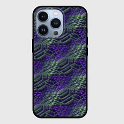 Чехол для iPhone 13 Pro Фиолетово-зеленые ромбики, цвет: 3D-черный