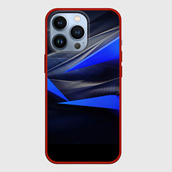Чехол для iPhone 13 Pro Black and blue abstract background sport style, цвет: 3D-красный