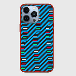 Чехол для iPhone 13 Pro Киберпанк узор синий и чёрный, цвет: 3D-красный