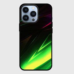 Чехол для iPhone 13 Pro Geometry stripes кислотный неон, цвет: 3D-черный