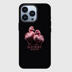 Чехол для iPhone 13 Pro Два маленьких гуся: Gussi ga-ga-ga, цвет: 3D-черный