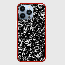 Чехол для iPhone 13 Pro Черный жидкий металл, цвет: 3D-красный