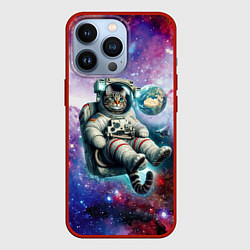 Чехол iPhone 13 Pro Brave cat in space - ai art