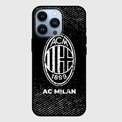 Чехол для iPhone 13 Pro AC Milan с потертостями на темном фоне, цвет: 3D-черный