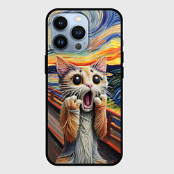 Чехол iPhone 13 Pro Кот крик вязаный арт