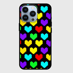 Чехол для iPhone 13 Pro Undertale heart pattern, цвет: 3D-черный