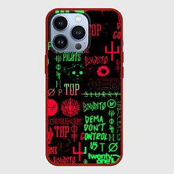 Чехол для iPhone 13 Pro Twenty one pilots pattern rock steel, цвет: 3D-красный
