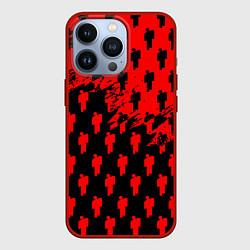 Чехол для iPhone 13 Pro Billie Eilish pattern music steel, цвет: 3D-красный