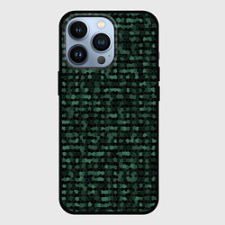 Чехол для iPhone 13 Pro Мозаика тёмно-зелёный, цвет: 3D-черный