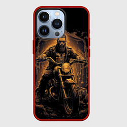 Чехол для iPhone 13 Pro Брутальный мотоциклист, цвет: 3D-красный