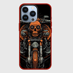 Чехол для iPhone 13 Pro Ретро мотоцикл с черепом, цвет: 3D-красный